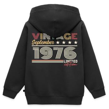 Jahrgang September 1976 September 1976 September - Kinder Premium Organic Zip Hoodie - Schwarz - Hinten - AI Model Kid Male (0cm)