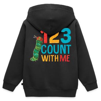 Die Kleine Raupe Nimmersatt 1 2 3 Lerne Zählen - Kinder Premium Organic Zip Hoodie - Schwarz - Hinten - AI Model Kid Male (0cm)