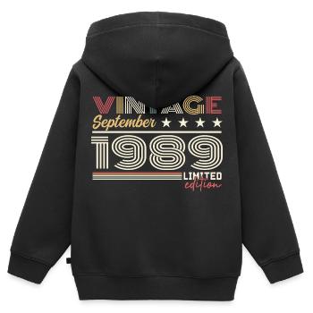 Jahrgang September 1989 September 1989 September - Kinder Premium Organic Zip Hoodie - Schwarz - Hinten - AI Model Kid Male (0cm)