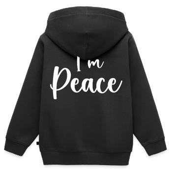 Ich komme in Frieden Ich bin Frieden Lustiges Paar - Kinder Premium Organic Zip Hoodie - Schwarz - Hinten - AI Model Kid Male (0cm)