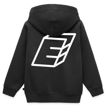 Gliederungsbuchstabe E - Kinder Premium Organic Zip Hoodie - Schwarz - Hinten - AI Model Kid Male (0cm)