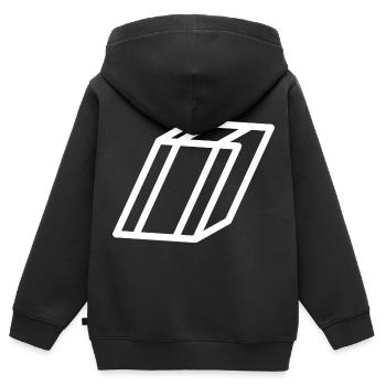 Rahmenbrief I - Kinder Premium Organic Zip Hoodie - Schwarz - Hinten - AI Model Kid Male (0cm)