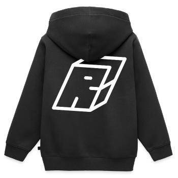 Gliederungsbuchstabe R - Kinder Premium Organic Zip Hoodie - Schwarz - Hinten - AI Model Kid Male (0cm)