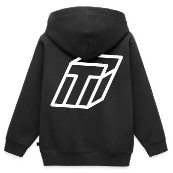 Gliederungsbuchstabe T - Kinder Premium Organic Zip Hoodie - Schwarz - Hinten - AI Model Kid Male (0cm)