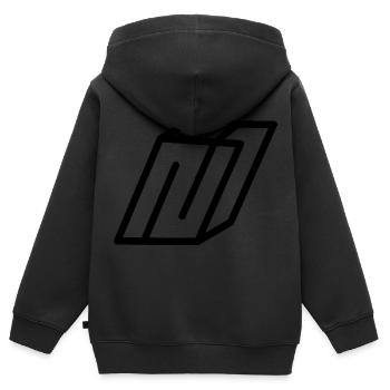 Gliederungsbuchstabe N - Kinder Premium Organic Zip Hoodie - Schwarz - Hinten - AI Model Kid Male (0cm)