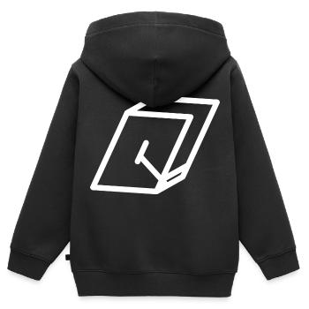 Gliederungsschreiben Q - Kinder Premium Organic Zip Hoodie - Schwarz - Hinten - AI Model Kid Male (0cm)