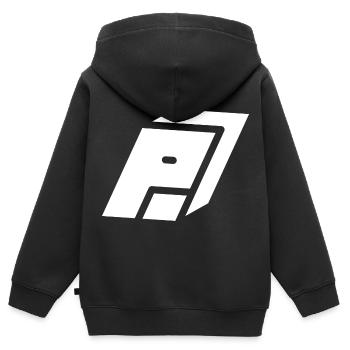Abstract P Brief - Kinder Premium Organic Zip Hoodie - Schwarz - Hinten - AI Model Kid Male (0cm)