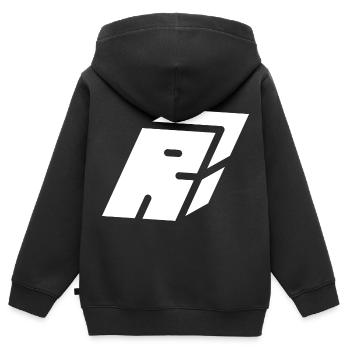 Abstract R Brief - Kinder Premium Organic Zip Hoodie - Schwarz - Hinten - AI Model Kid Male (0cm)