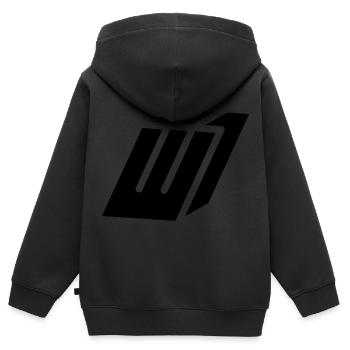 Abstract W-Brief - Kinder Premium Organic Zip Hoodie - Schwarz - Hinten - AI Model Kid Male (0cm)