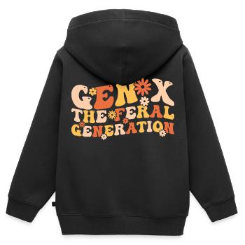 Gen X The Feral Generation Funny Generation X - Sweat Premium à capuche zippé enfant bio - noir - Dos - AI Model Kid Male (0cm)
