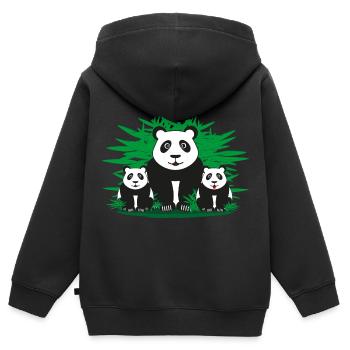 Lustige Panda Familie im Grünen. - Kinder Premium Organic Zip Hoodie - Schwarz - Hinten - AI Model Kid Male (0cm)