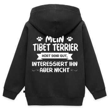 Tibet Terrier - Kinder Premium Organic Zip Hoodie - Schwarz - Hinten - AI Model Kid Male (0cm)
