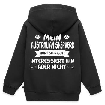 Australian Shepherd - Kinder Premium Organic Zip Hoodie - Schwarz - Hinten - AI Model Kid Male (0cm)