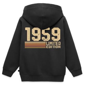 Né en 1959 anniversaire - Cadeau 1959 Vintage 1959 - Sweat Premium à capuche zippé enfant bio - noir - Dos - AI Model Kid Male (0cm)