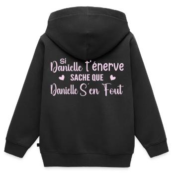 Wenn Danielle dich nervt, solltest du wissen, dass Danielle sich einen Dreck darum schert - Kinder Premium Organic Zip Hoodie - Schwarz - Hinten - AI Model Kid Male (0cm)