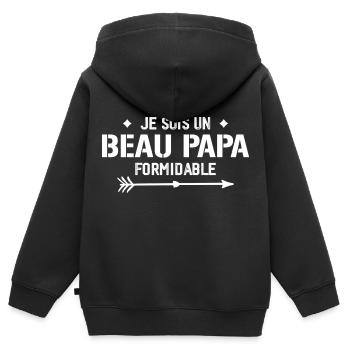 Je suis un beau-papa formidable - cadeau beau-père - Sweat Premium à capuche zippé enfant bio - noir - Dos - AI Model Kid Male (0cm)