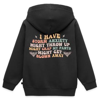 ich habe Angst vor Gewittern und muss mich übergeben - Kinder Premium Organic Zip Hoodie - Schwarz - Hinten - AI Model Kid Male (0cm)