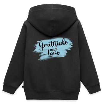 Gratitude and Love, Gratitude and Love - Kids Premium Organic Zip-up Hoodie - black - Back - AI Model Kid Male (0cm)