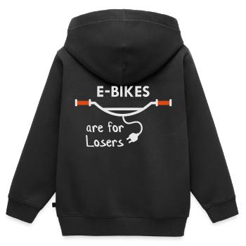 Les vélos électriques sont pour les perdants - Sweat Premium à capuche zippé enfant bio - noir - Dos - AI Model Kid Male (0cm)