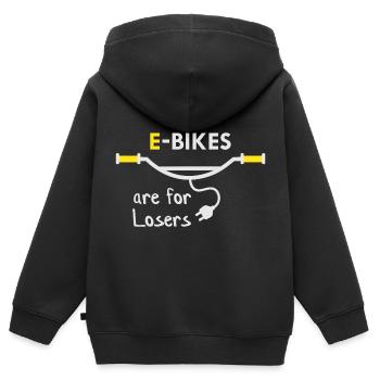 Les vélos électriques sont pour les perdants - Sweat Premium à capuche zippé enfant bio - noir - Dos - AI Model Kid Male (0cm)