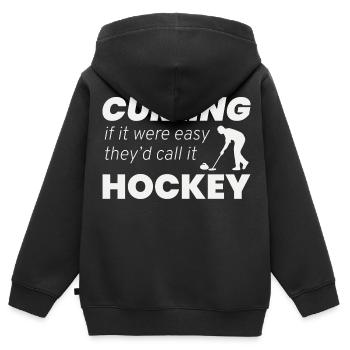 Curling Kehren Winter Eissport Curler Hockey - Kinder Premium Organic Zip Hoodie - Schwarz - Hinten - AI Model Kid Male (0cm)