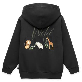 Wild One Safari First Birthday Geburtstag 1 Baby - Kinder Premium Organic Zip Hoodie - Schwarz - Hinten - AI Model Kid Male (0cm)