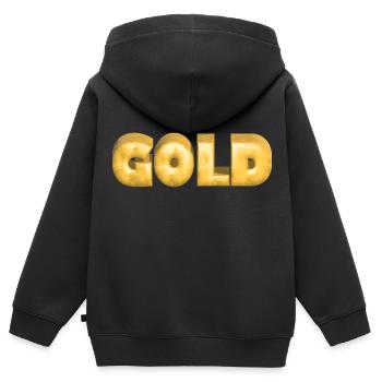 GOLD gold Gold Text Schrift Barren - Kinder Premium Organic Zip Hoodie - Schwarz - Hinten - AI Model Kid Male (0cm)