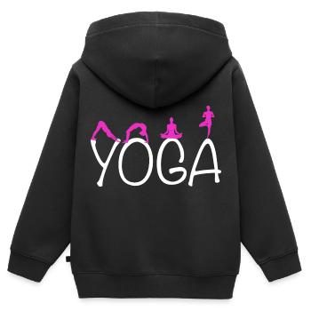 Yoga Übung für ein Workout - Kinder Premium Organic Zip Hoodie - Schwarz - Hinten - AI Model Kid Male (0cm)