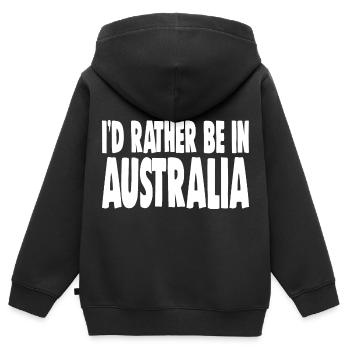 JE PRÉFÈRE ÊTRE EN AUSTRALIE - Sweat Premium à capuche zippé enfant bio - noir - Dos - AI Model Kid Male (0cm)