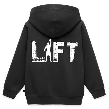 Kettlebell Lift - Kinder Premium Organic Zip Hoodie - Schwarz - Hinten - AI Model Kid Male (0cm)