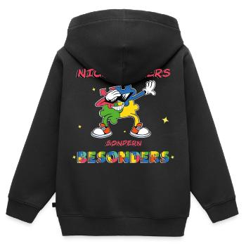 Nicht anders, sondern besonders und einzigartig - Kinder Premium Organic Zip Hoodie - Schwarz - Hinten - AI Model Kid Male (0cm)