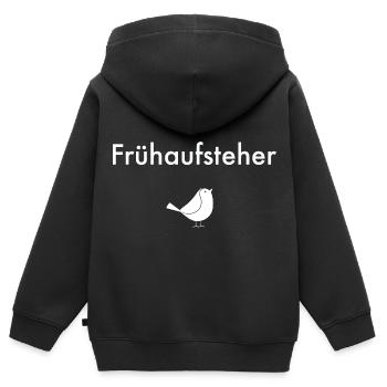 Frühaufsteher - Kinder Premium Organic Zip Hoodie - Schwarz - Hinten - AI Model Kid Male (0cm)