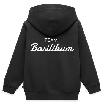 Team Basilikum - Kräuter Liebhaber - Kinder Premium Organic Zip Hoodie - Schwarz - Hinten - AI Model Kid Male (0cm)