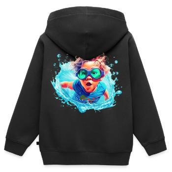 Boy in water - Kids Premium Organic Zip-up Hoodie - black - Back - AI Model Kid Male (0cm)