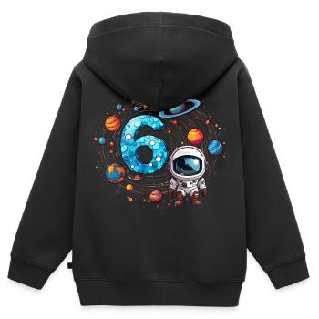 6th Birthday Astronaut Cosmonaut - Kids Premium Organic Zip-up Hoodie - black - Back - AI Model Kid Male (0cm)