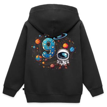 9th Birthday Astronaut Cosmonaut - Kids Premium Organic Zip-up Hoodie - black - Back - AI Model Kid Male (0cm)