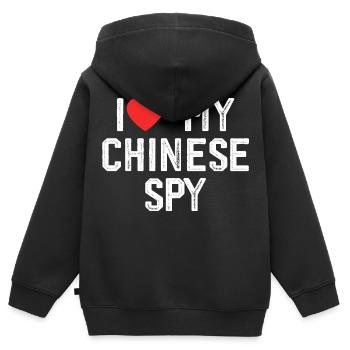 Ich liebe meinen chinesischen Spion - Kinder Premium Organic Zip Hoodie - Schwarz - Hinten - AI Model Kid Male (0cm)