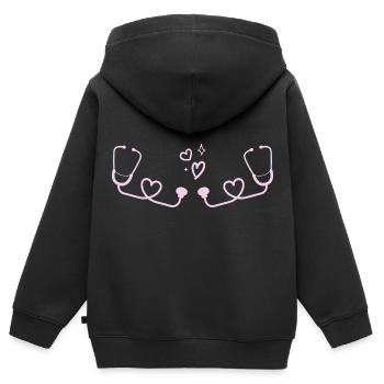 médecin médecin infirmier - Sweat Premium à capuche zippé enfant bio - noir - Dos - AI Model Kid Male (0cm)