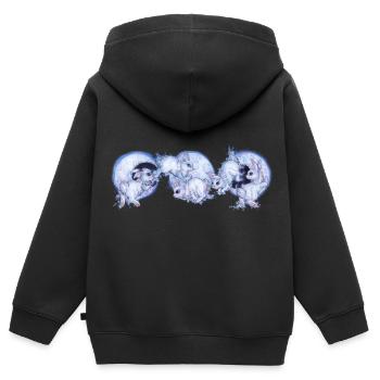 Niedliche Häschen Hasen auf Mond mit Sternen - Kinder Premium Organic Zip Hoodie - Schwarz - Hinten - AI Model Kid Male (0cm)