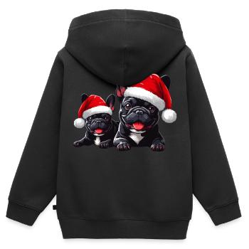 French Bulldog Santa Claus - Kids Premium Organic Zip-up Hoodie - black - Back - AI Model Kid Male (0cm)
