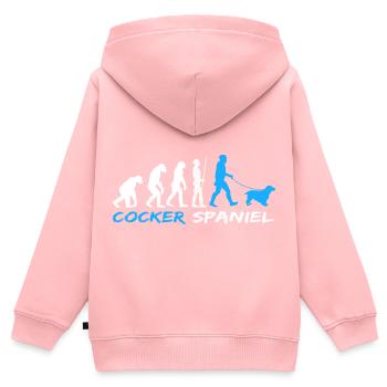 Cocker anglais Cocker Spaniel Chien Evolution - Sweat Premium à capuche zippé enfant bio - rose - Dos - AI Model Kid Female (0cm)