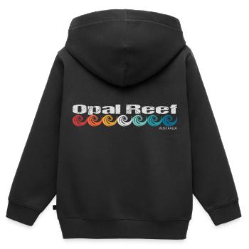 Récif d’opale - Sweat Premium à capuche zippé enfant bio - noir - Dos - AI Model Kid Male (0cm)