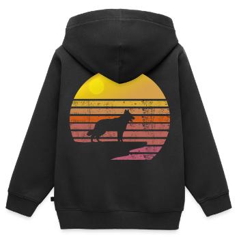 Berger suisse Soleil Levante falaise - Sweat Premium à capuche zippé enfant bio - noir - Dos - AI Model Kid Male (0cm)