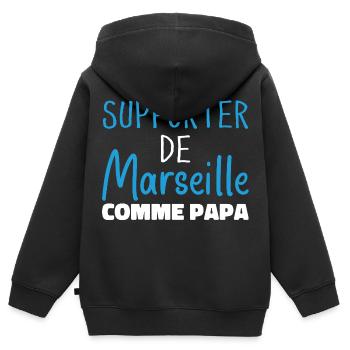 Child Humor Marseille Unterstützer von Marseille - Kinder Premium Organic Zip Hoodie - Schwarz - Hinten - AI Model Kid Male (0cm)