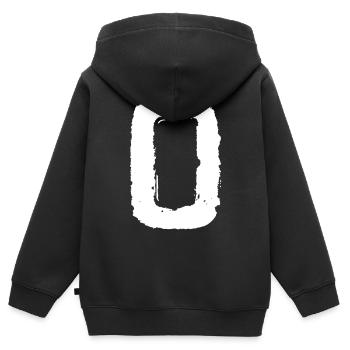 VINTAGE 0 / VEKTOR - Kinder Premium Organic Zip Hoodie - Schwarz - Hinten - AI Model Kid Male (0cm)