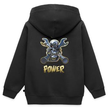 Moteur v8 Power Gold - Sweat Premium à capuche zippé enfant bio - noir - Dos - AI Model Kid Male (0cm)