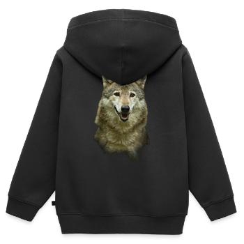 Wolf - Kinder Premium Organic Zip Hoodie - Schwarz - Hinten - AI Model Kid Male (0cm)