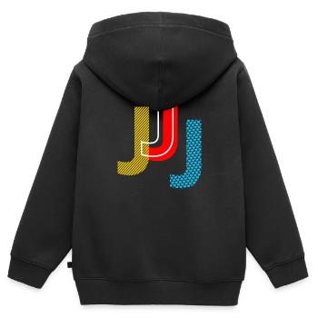 j - Kinder Premium Organic Zip Hoodie - Schwarz - Hinten - AI Model Kid Male (0cm)