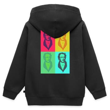 Goethe PopArt en quadrichromie - Sweat Premium à capuche zippé enfant bio - noir - Dos - AI Model Kid Male (0cm)