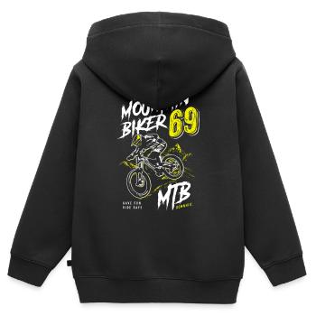 Mountainbike - Mountainbiker - Mountainbiken - MTB - Kinder Premium Organic Zip Hoodie - Schwarz - Hinten - AI Model Kid Male (0cm)